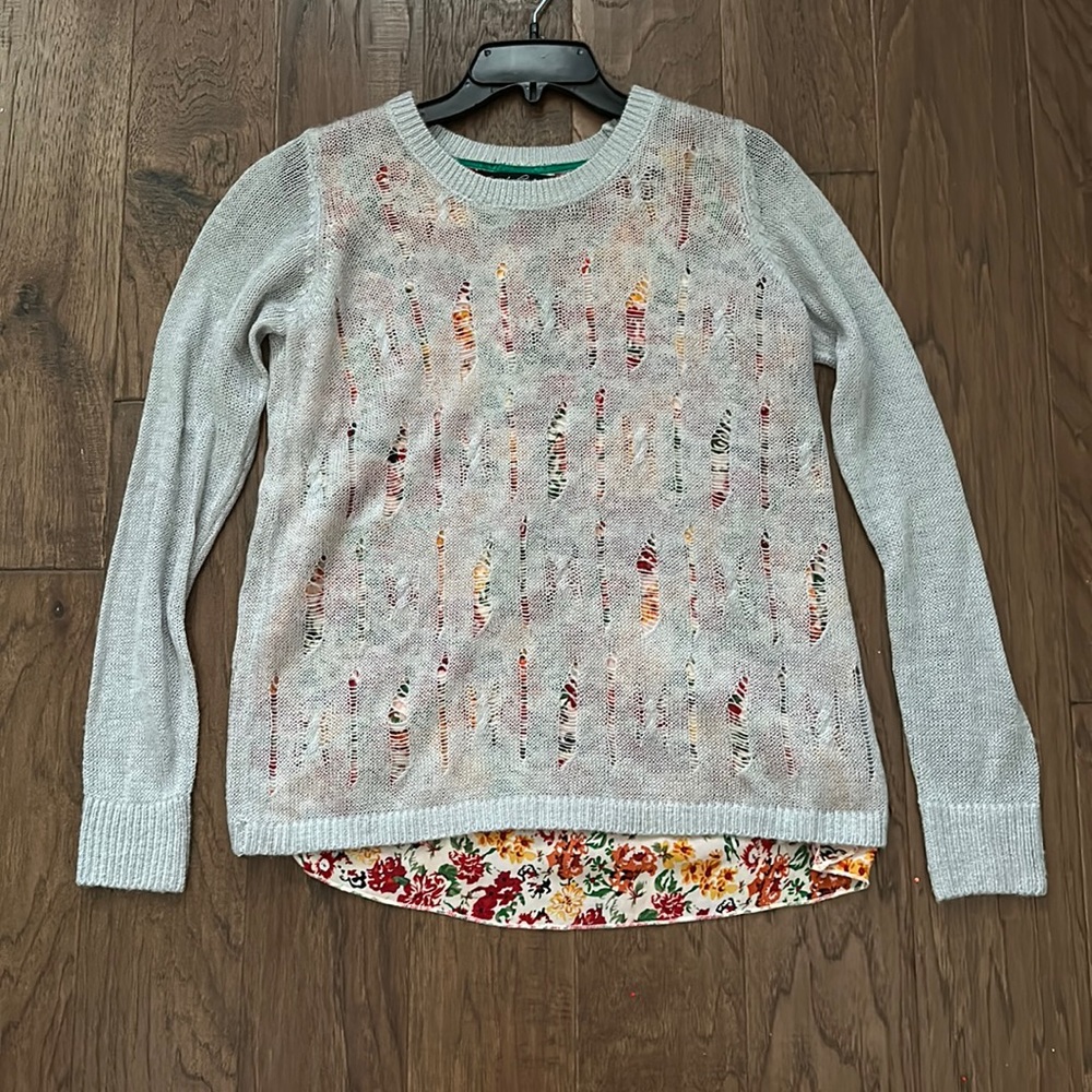 Floral light blue sweater size large